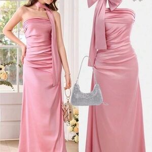 SHEIN Pink Formal Kids Dress with Bow Detail